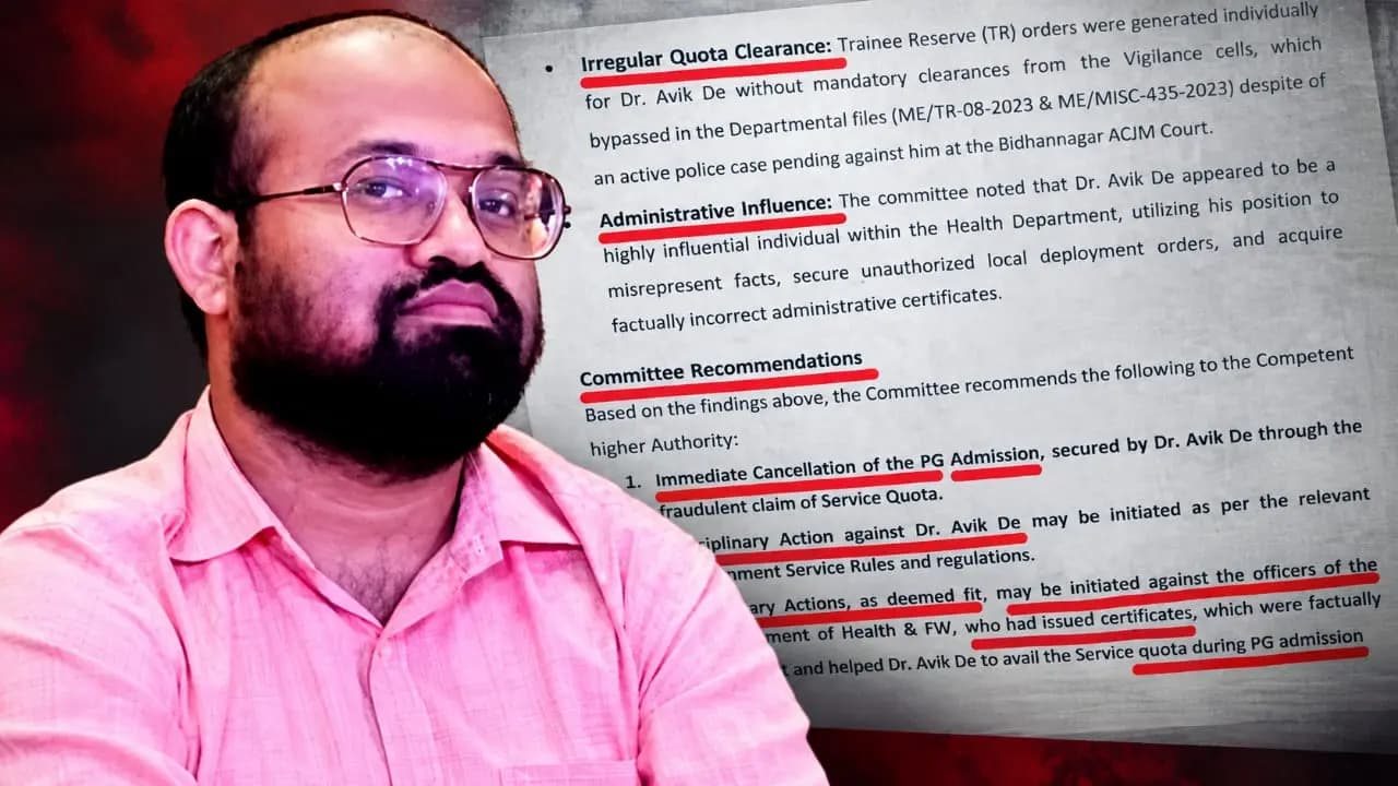 Fraudulent PG admission under service quota Probe committee recommends cancelling Avik Deys admission