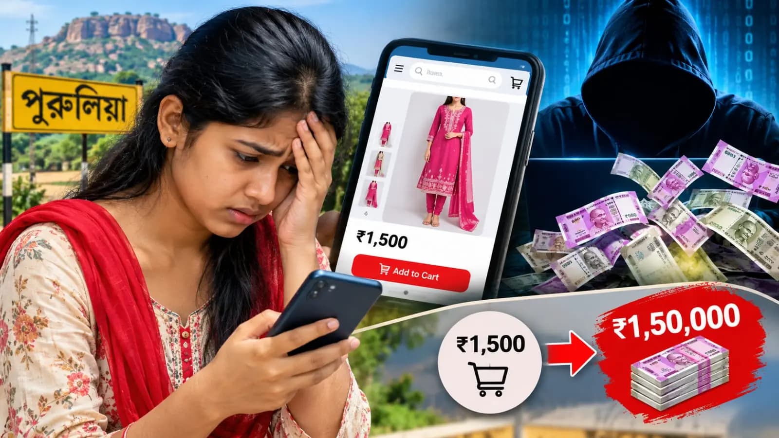 Purulia Woman Trapped Incident Woman Orders One Thousands Five Hundred Dresses Loses 1.5 Lakh in Online Scam