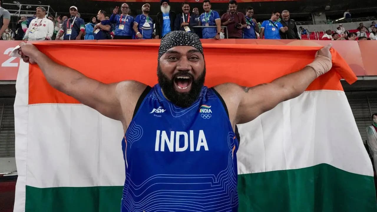 Two time defending champion Tajinderpal Singh Toor settled for silver in the mens shot put at the Asian Games 2026