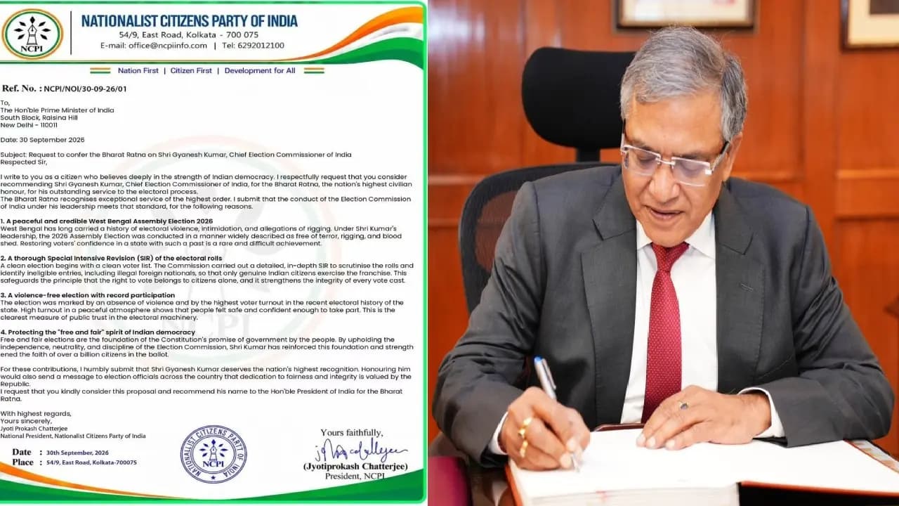 NCPI Writes to the Prime Minister Seeking Bharat Ratna for CEC Gyanesh Kumar