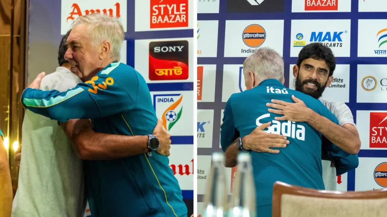 Khalid Jamil and Carlo Ancelotti share special moment before India vs Brazil Friendly
