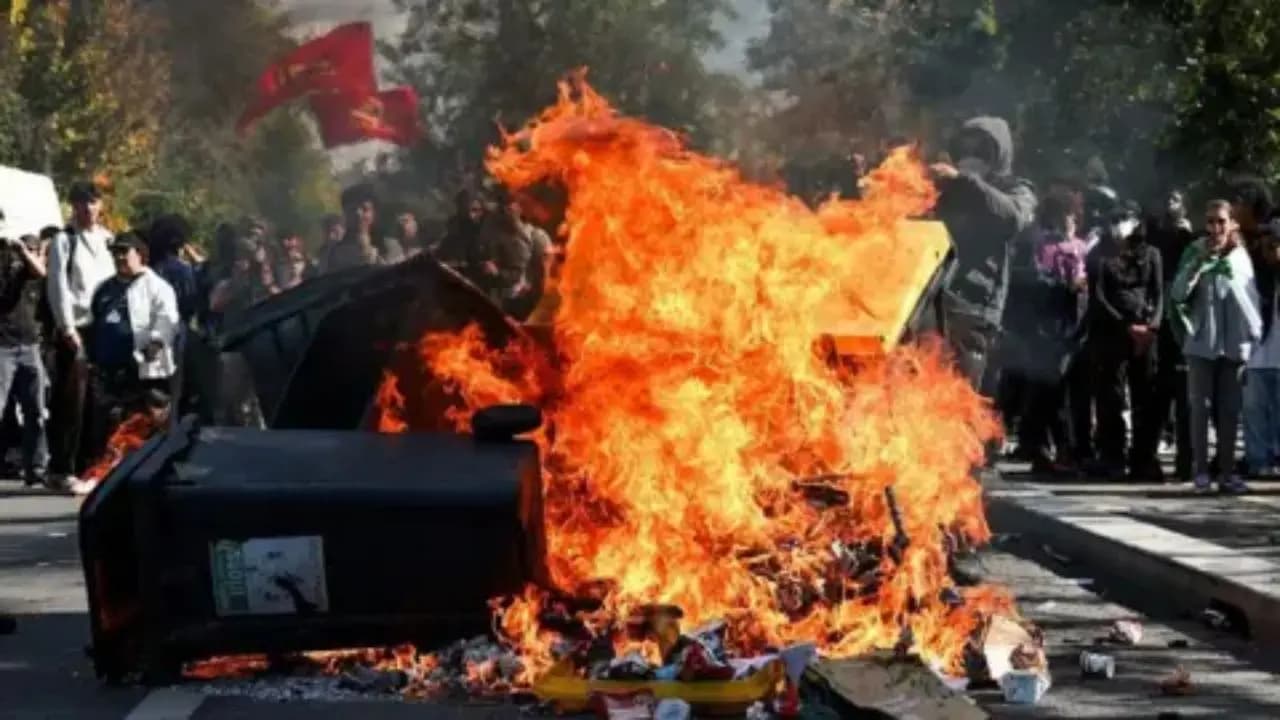 France Student Protests: Massive student protests in France against public education system many students detained