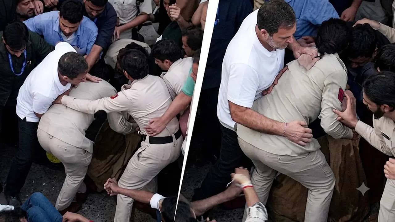 Serious Allegation: BJP levels serious allegations against Rahul Gandhi of attempting to push a female police officer during a protest in Delhi 