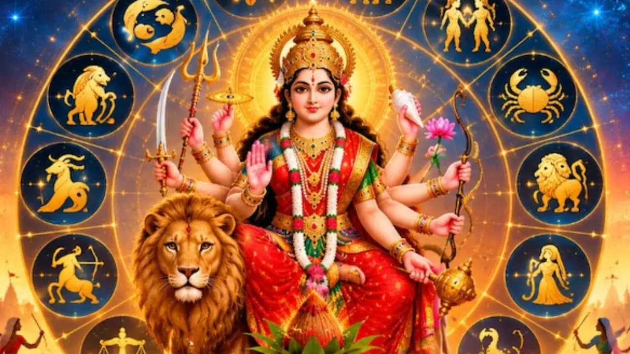 Sharadiya Navratri: due to gajakesari Rajyog shasha rajyog and shukla yog will bring good luck and positivity for these 5 zodiac signs 