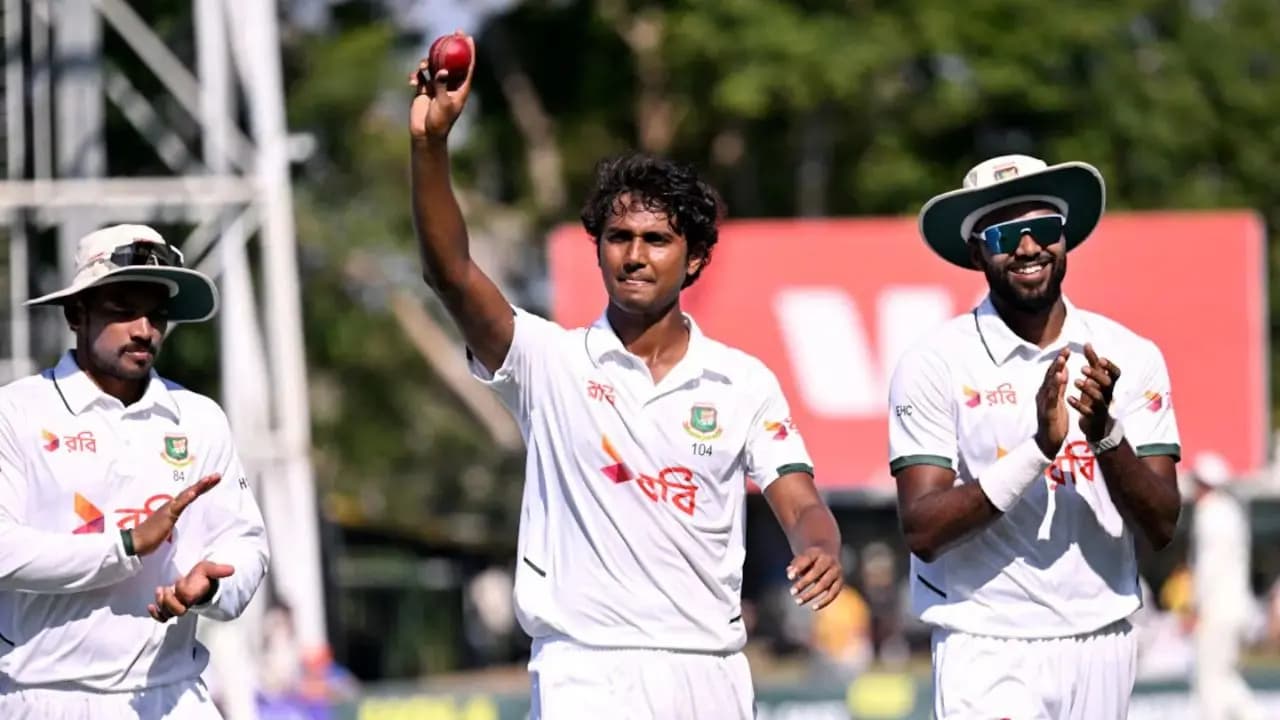 Hasan Mahmud makes history as Bangladeshs first fast bowler to claim a test hattrick against Afghanistan