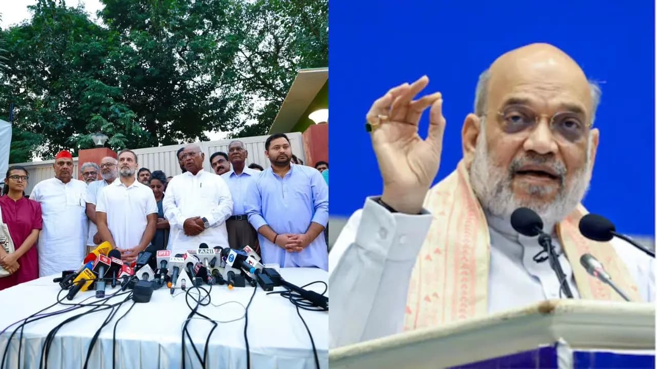 Rahul Gandhi and Amit Shah: United INDIA bloc protests to continue says Rahul Amit Shah lashes out