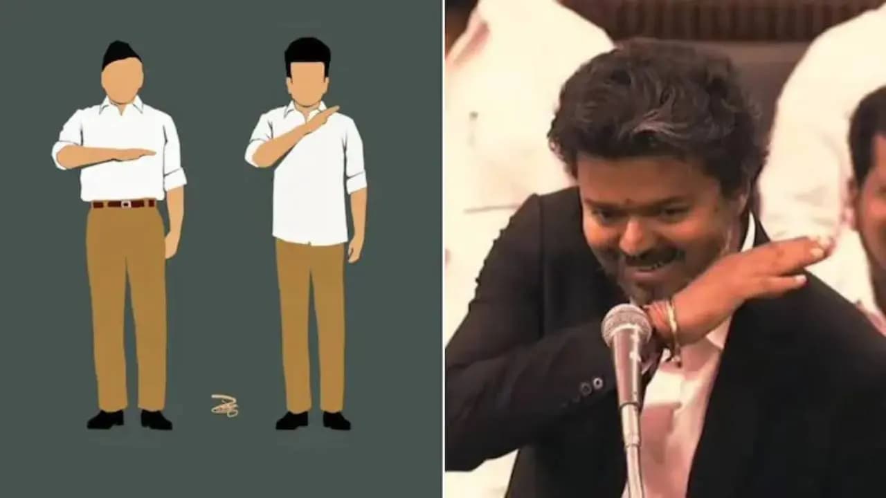 DMK Targets Vijay Over Viral Hand Gesture, Draws Parallels With RSS's Dhwaj Pranam