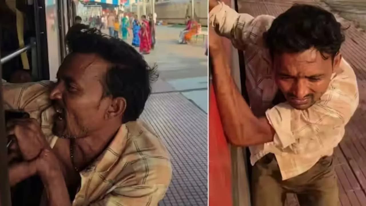 Theif caught by passengers inside a running train in bihar video goes viral