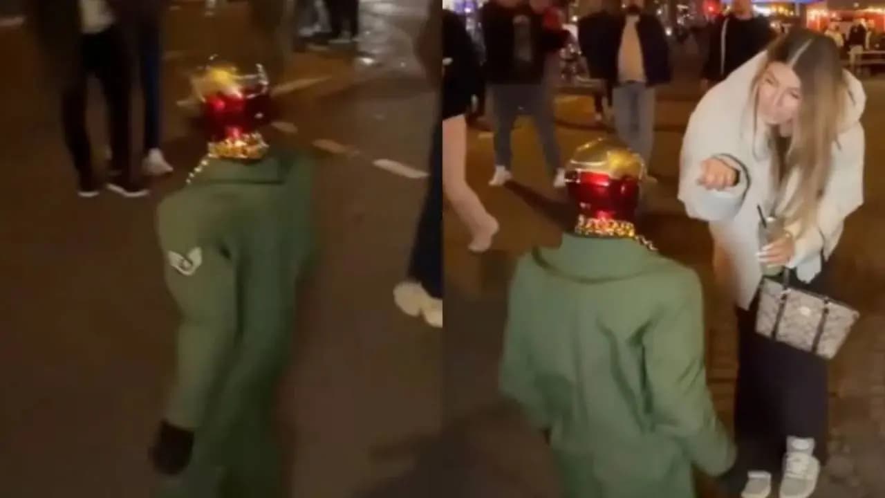 Grossly indecent behavior a robot towards a young woman on a public street in Germany