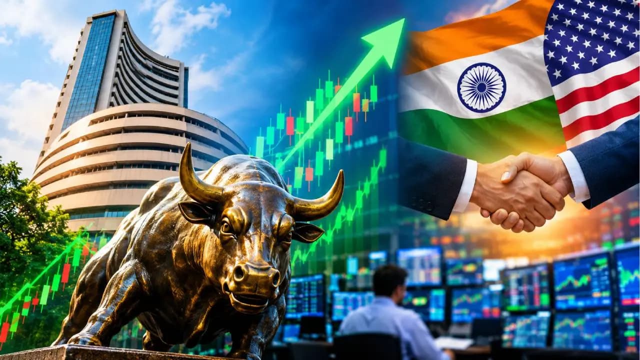 Dussehra 2026: Sensex surges 829 points, Nifty crosses 23000 as IT stocks rally on India US trade deal hopes