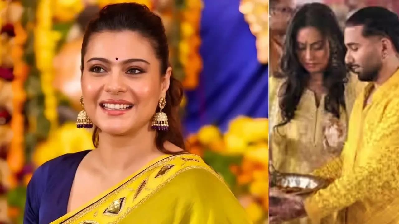 Kajol stuns in yellow saree Alia Bhatt Orry attends North Bombay sarbojanin Durga Puja 