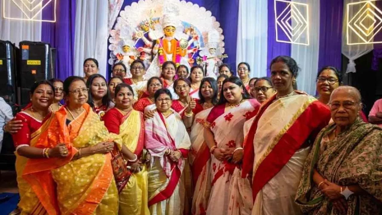 Nadia Puja: This years Durga Puja in Baganiyapara Nadia was funded through the Annapurna Yojana for women