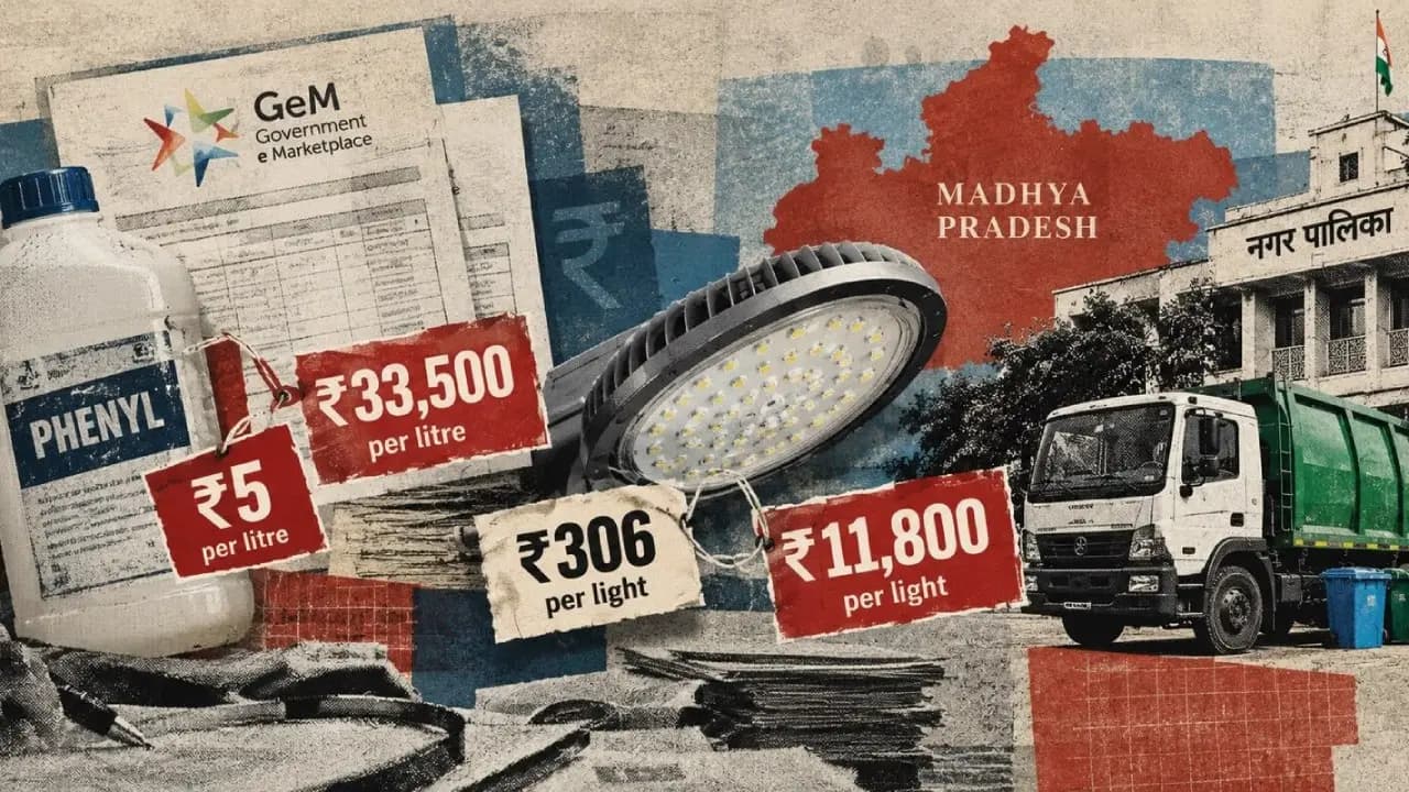 LED price 11800 per piece phenyl 33500 rupees per liter government official flagged irregularities in civic body purchases in Madhya Pradesh