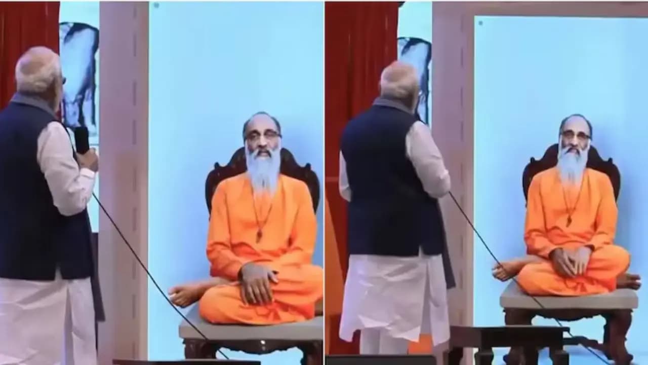 Modi Swami Chinmayananda AI Interaction: PM Interacts With AI Avatar Of Swami Chinmayananda Who Died In 1993
