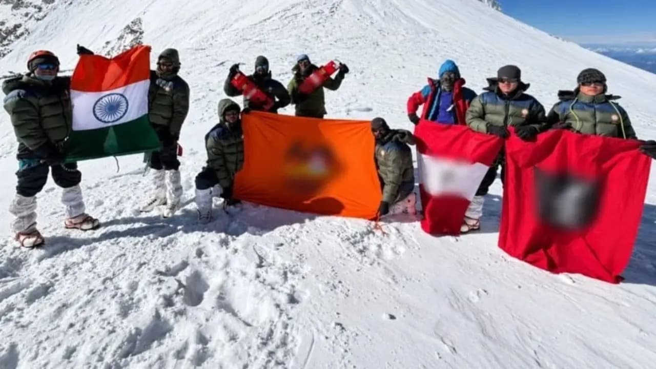 Success Story: Indian Flag hoisted atop a 6889 metre peak as the Trishakti Core conquered Mount Khangchengyao in Sikkim