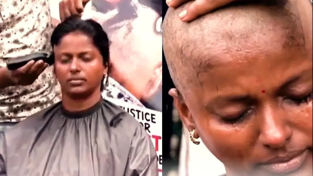 Kerala Teacher Rankholders Protest With Tears woman Shaved Heads