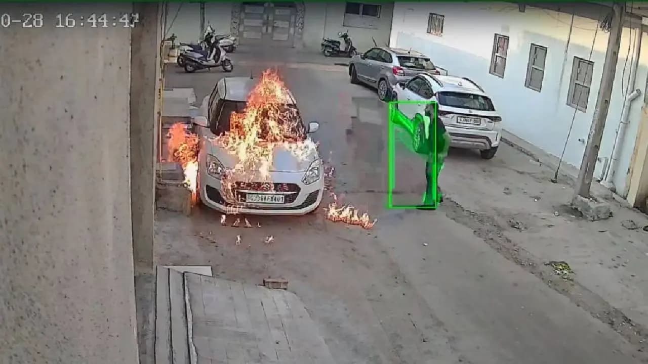 CCTV video shows car set on fire by Gujarat man annoyed by Car alarm