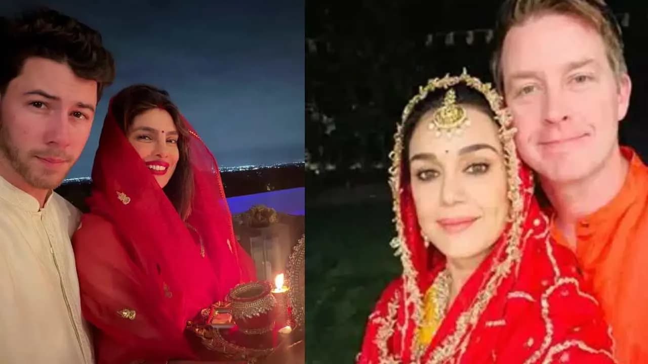 Bollywood Actress Priyanaka Chopra and Preity Zinta celebrates Karwa Chauth 