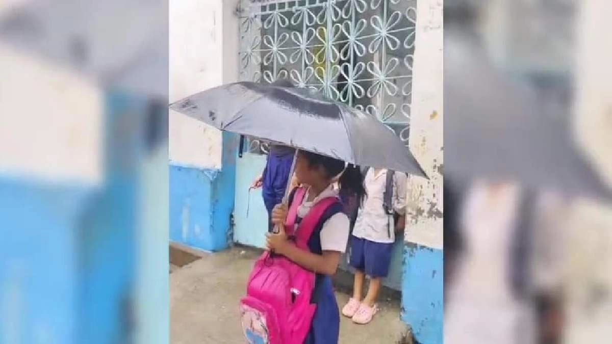 Viral Video Sparks Outrage as Students Soaked in Rain While Teachers Missing