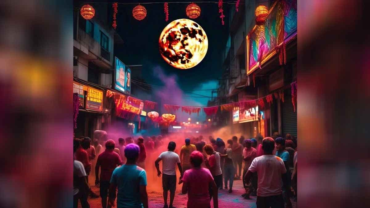 Luner eclipse on Holi makes witness Moon turn blood