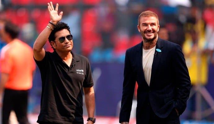 David Beckham joins Sachin Tendulkar at Wankhede stadium