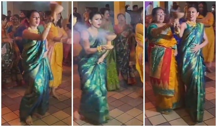 Mimi Chakraborty Celebrated Nabami With Dhunuchi Nach