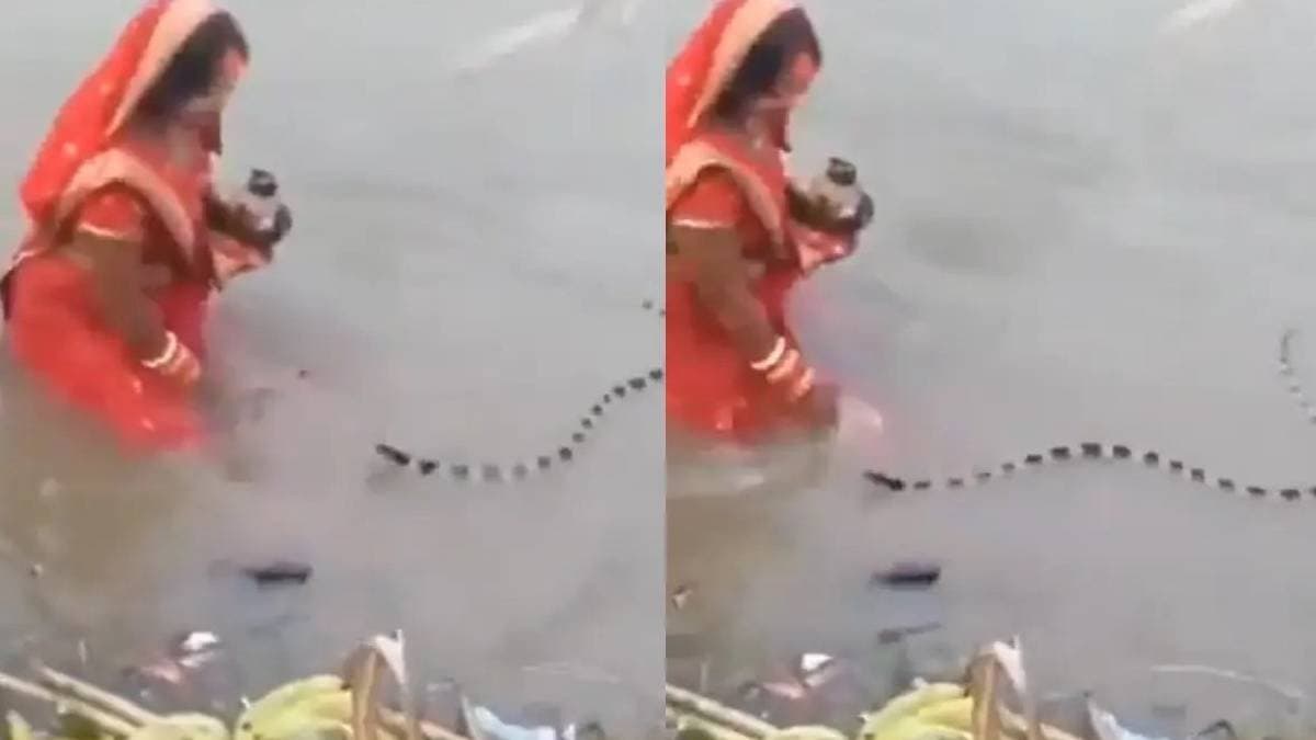 Woman Performing Chhath Puja Suddenly Faces Snake What Happens Next gnr