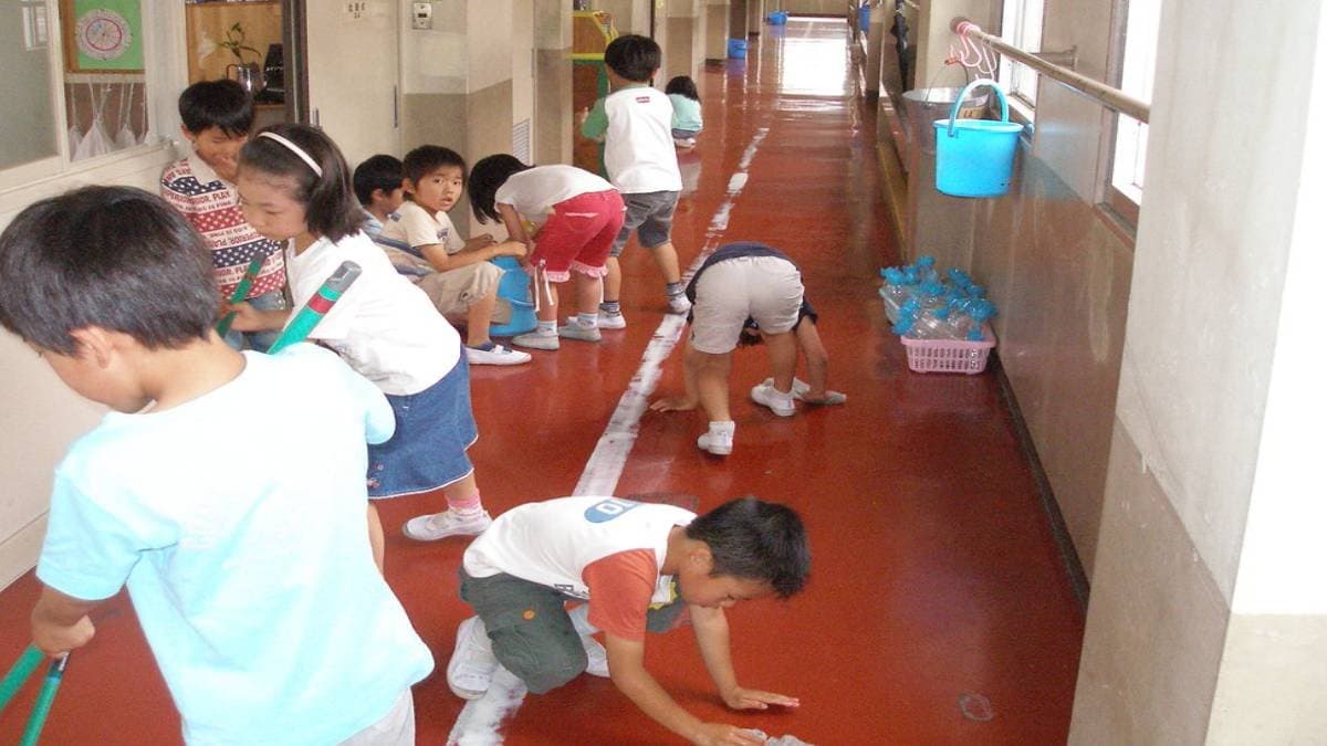 Why Japan school students clean their schools