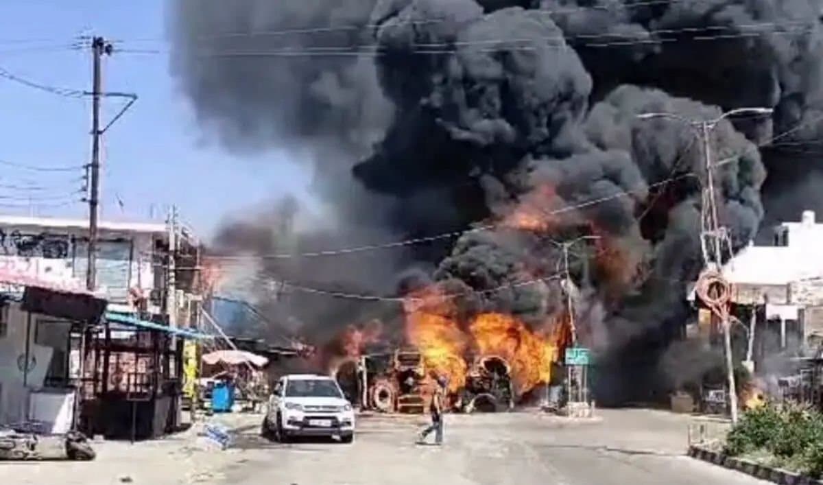 Oil Tanker Overturns, Catches Fire, 1 Dead