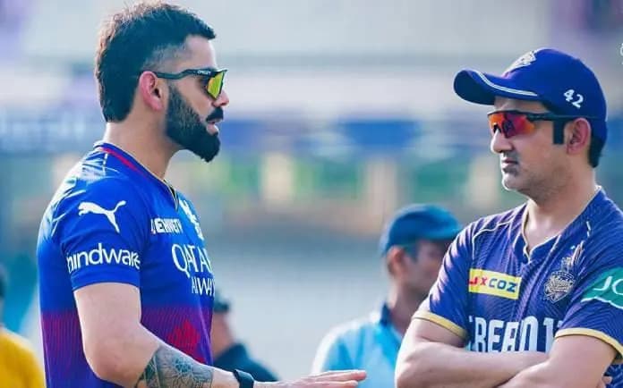 Virat Kohli, Gautam Gambhir interact with each other at eden ahead of the match