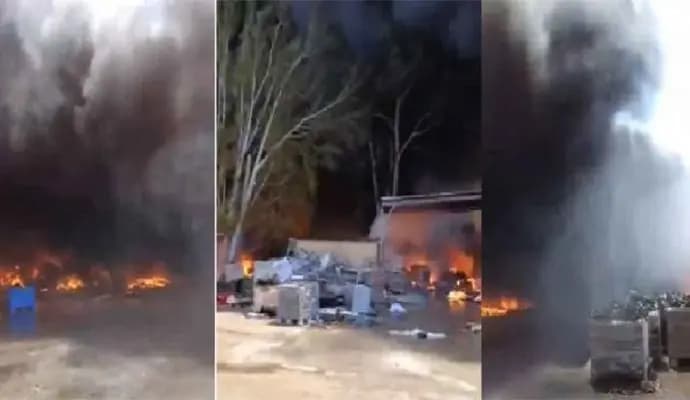 Massive fire in israel army camp