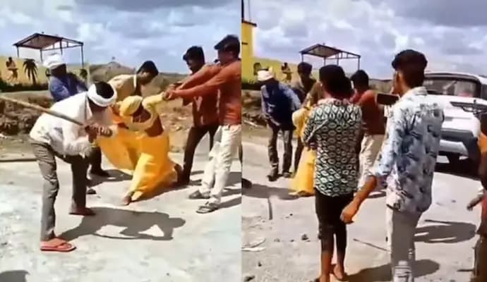 Woman beaten with stick in Madhya Pradesh