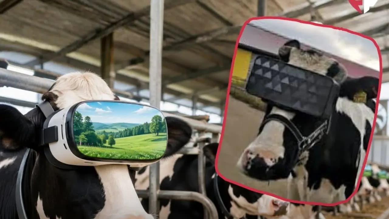 VR headset on cows to reduce mentral stress
