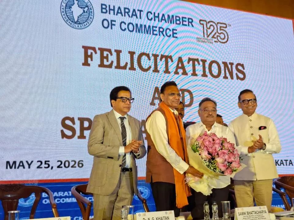 Big news for the business community is coming within next 100 days announced Samik Bhattacharya in an occasion of Bharat Chamber of Commerce