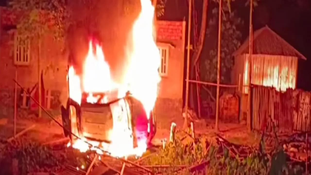 Miscreants attacked BJP leader and set fire on his car