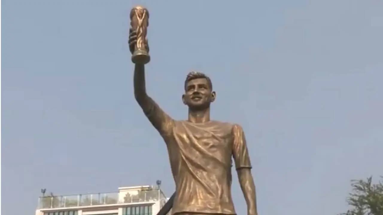 Dilip Ghosh slams tmc after Lionel Messi statue to be demolished