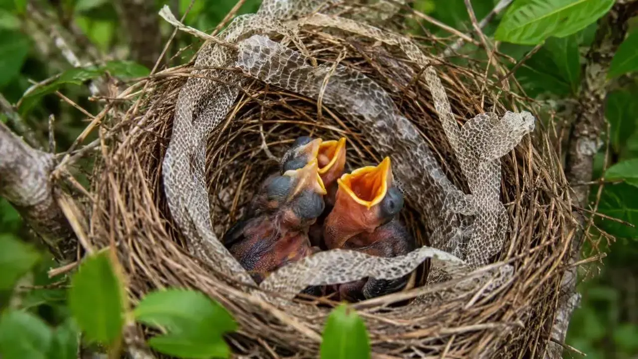 birds put snake skins in their nests