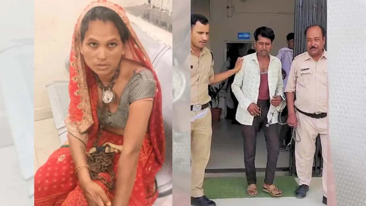 Beaten branded by husband Woman escapes walks to police with chain on neck in Madhya Pradesh