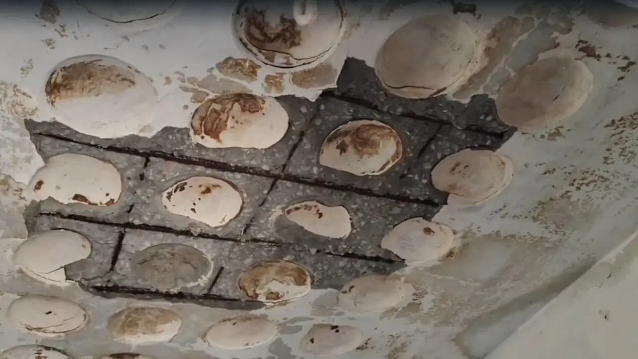 A chunk of concrete collapsed inside a classroom in Dhupguri