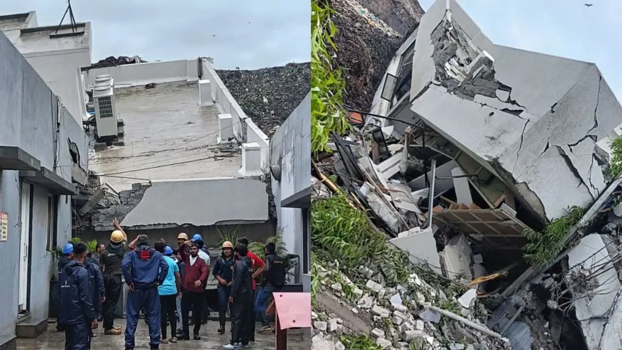Pune Building Collapse: A three story building collapses after a garbage heap gave way amidst the rain in a Horrific accident in Pune at least 15 people are trapped