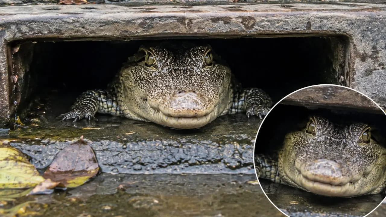 viral video of five feet crocodile rescued from residential canal in venezuela