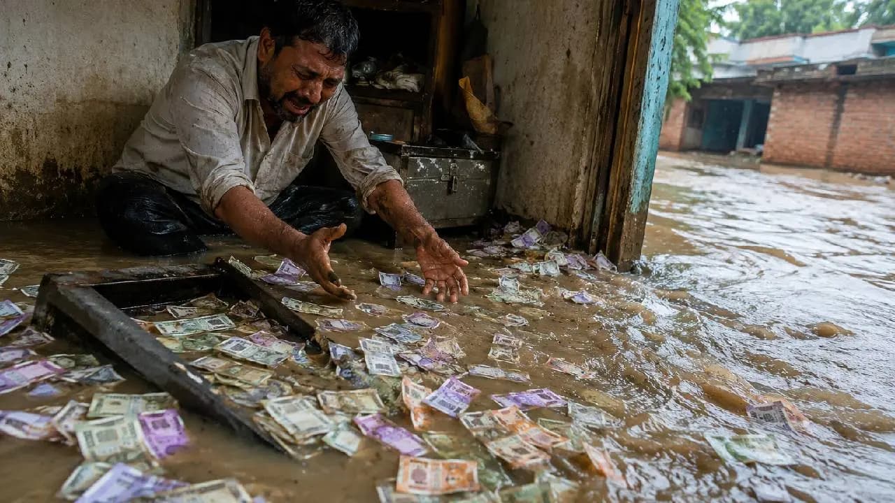 Heavy Rain Turns Lucky for Man As Huge Cash Washes Into His Home