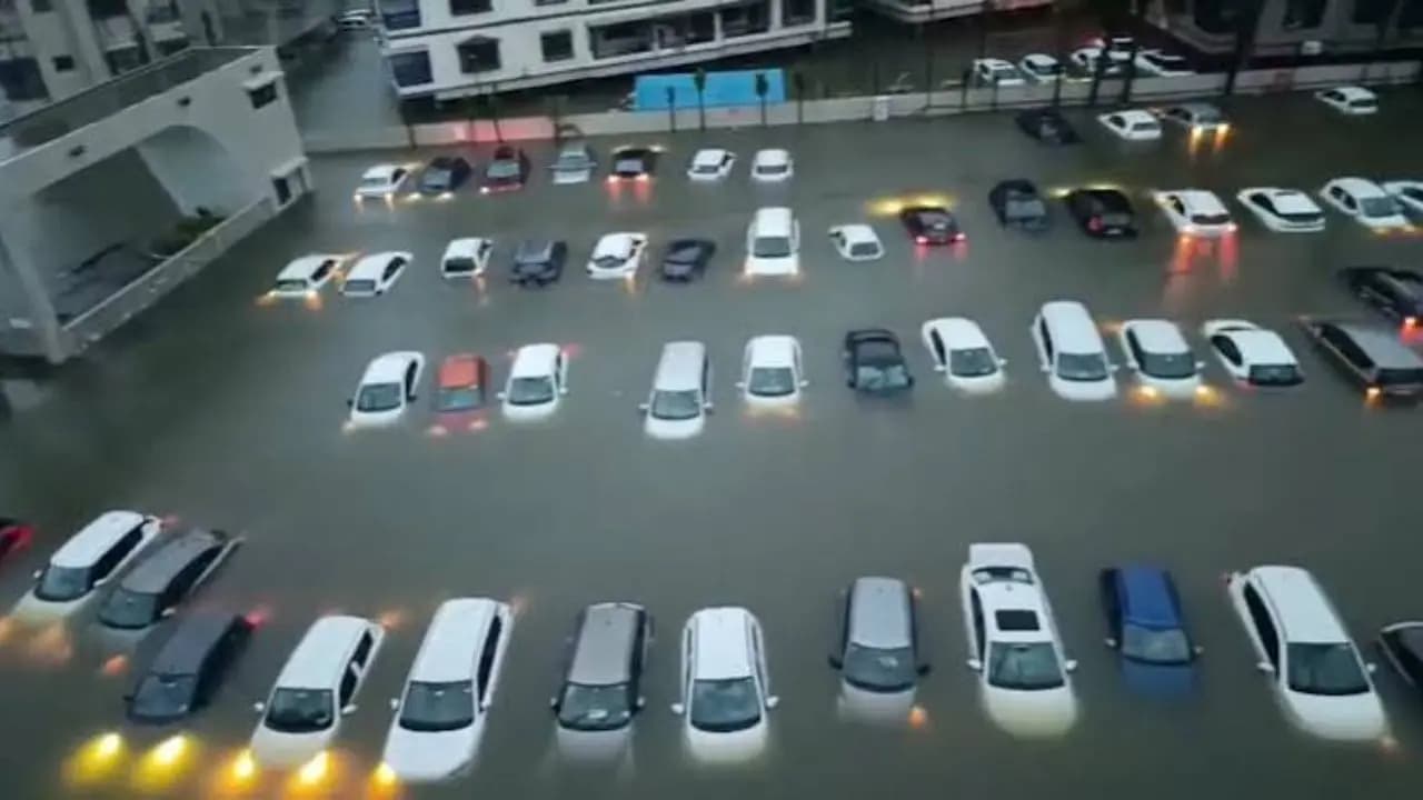 Gujarat Flood: Flood in Gujarat various districts Over 50 Cars Submerged As Rain Floods Parking lot in Valsad district