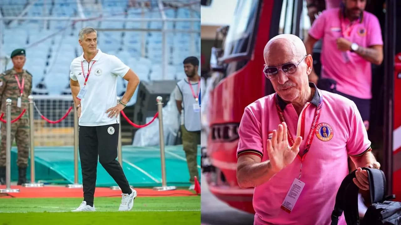 After the derby East Bengal coach Antonio Lopez Habas and Mohun Bagan coach Panagiotis Dilmperis came face to face