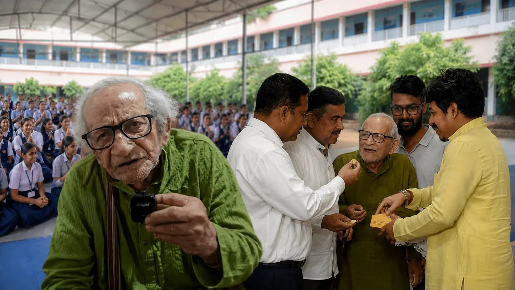 Upon getting his flat back elderly Prabir Mukherjee from Bwabanipur expressed his gratitude to CM Suvendu Adhikari by offering him sweets