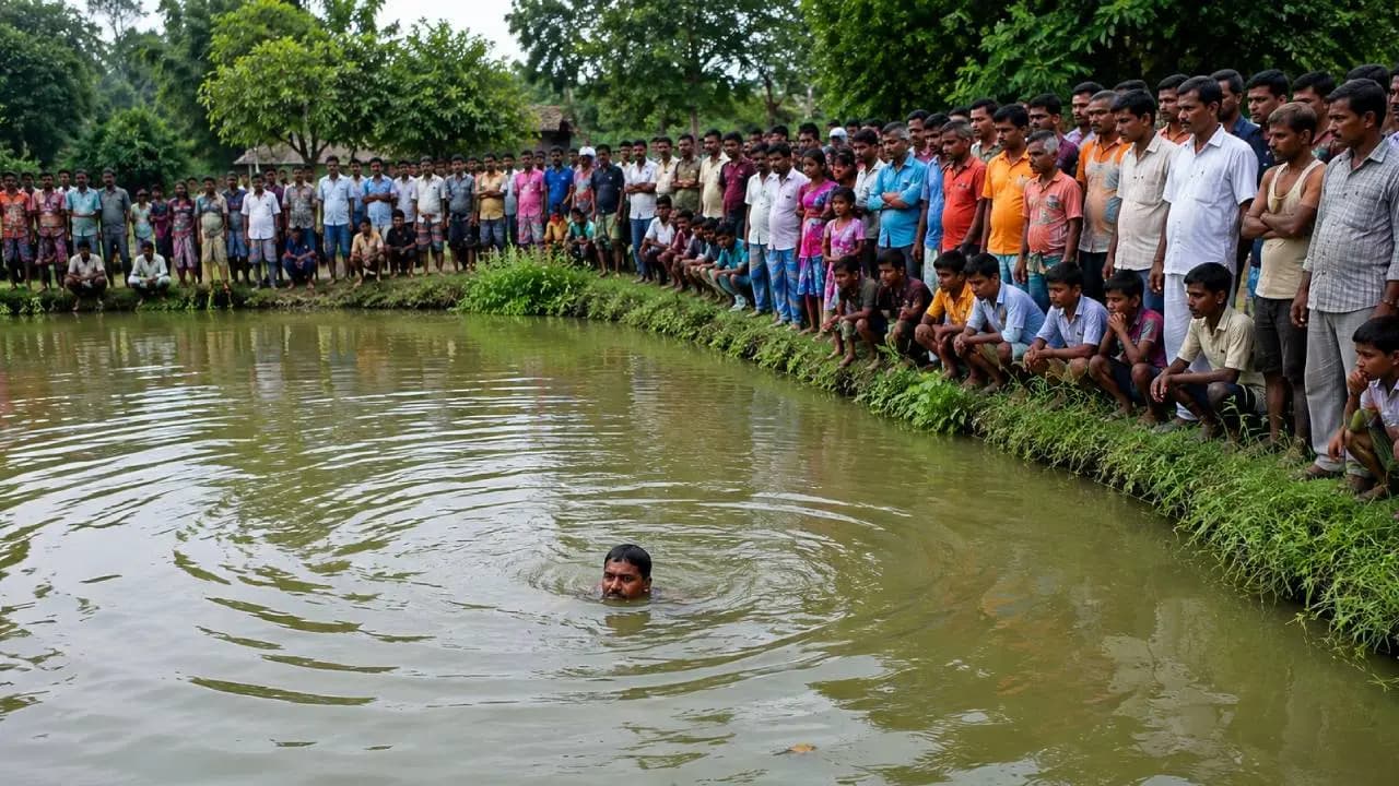 bangladesh viral news: man is sucking in water through his mouth and spraying it out of his anus