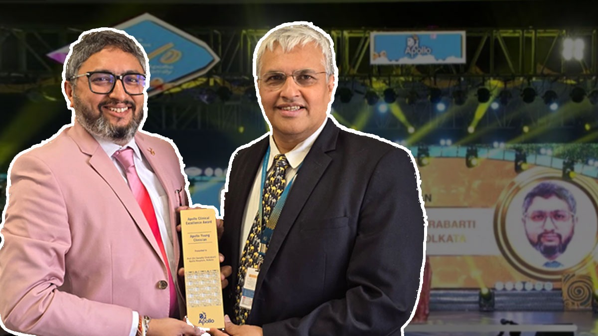 Doctor suvadip chakrabarti receives young clinician award at the apollo excellence awards lif